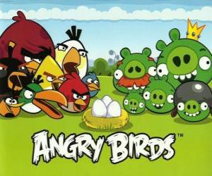 Puzzle Oiseaux, œufs et cochons verts dans Angry Birds