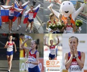 Puzzle Olga Kaniskina championne 20 km de marche, Anisia Kirdiapkina et Vera Sokolova (2e et 3e) de l'athlétisme européen de Barcelone 2010