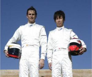 Puzzle Pedro Martinez de la Rosa et Kamui Kobayashi, les pilotes BMW Sauber F1 Team
