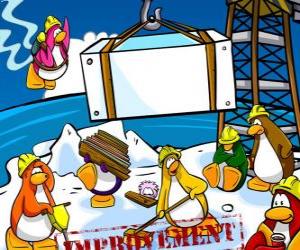 Puzzle Penguins de travail dans la construction dans le Club Penguin