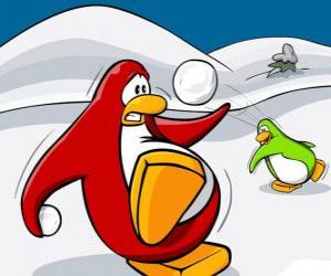 Puzzle Penguins une guerre de neige dans le Club Penguin