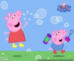Puzzle Peppa Pig et bulles de savon