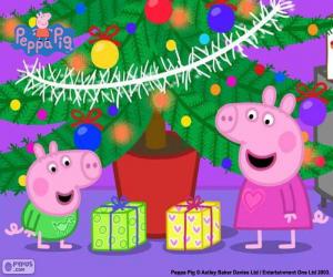 Puzzle Peppa Pig et George à Noël