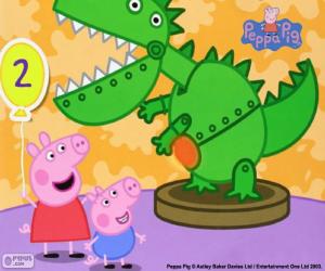 Puzzle Peppa Pig et le dinosaure