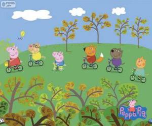Puzzle Peppa Pig et ses amis à vélo