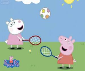 Puzzle Peppa Pig, jouer au tennis