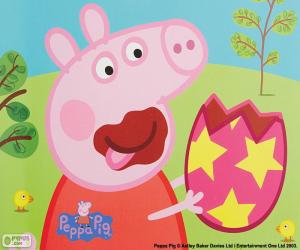 Puzzle Peppa Pig, manger un oeuf