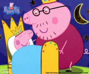 Puzzle Peppa Pig sur son lit