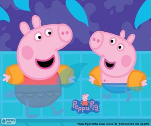 Puzzle Peppa Pig va à la piscine