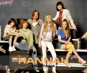 Puzzle Personnages principaux de Hannah Montana, Miley Ray Stewart, Lillian «Lilly» Truscott, Oscar Oliver Oken, Rod Stewart Jackson, Robby Ray Stewart et Rico Suave.