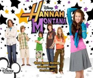 Puzzle Personnages principaux de Hannah Montana, Miley Ray Stewart, Lillian «Lilly» Truscott Oliver Oken, Rod Stewart Jackson, Robby Ray Stewart et Rico Suave