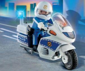 Puzzle Playmobil policier à moto