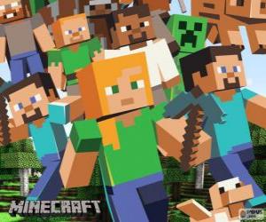 Puzzle Plusieurs personnages de Minecraft