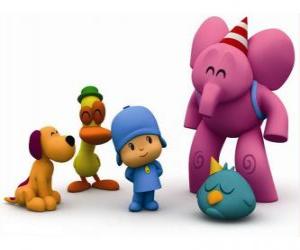 Puzzle Pocoyo et ses amis Pato, Elly, Loula et Dodoloiseau