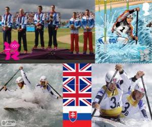 Puzzle Podium C2 slalom masculin canoë-kayak, Etienne Stott et David Florence, Richard Hounslow (Reino_Unido), Pavol Hochschorner et Peter Hochschorner (Slovaquie) - Londres 2012 -