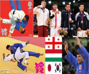 Puzzle Podium Judo hommes - 66 kg, Lasha Shavdatuasvili (Géorgie), Miklos Ungvari (Hongrie) et Masashi Ebinuma (Japon), Cho Jun-Ho (Corée du Sud) - Londres 2012-