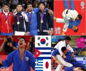 Puzzle Podium Judo hommes - 90 kg, Asley González (Cuba), Masashi Nishiyama (Japon) - Londres 2012 - et Ilías Iliádis (Grèce), chanson Dae-Nam (Corée du Sud)