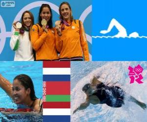 Puzzle Podium Natation 50 mètres libre feminine, Marleen Veldhuis, Ranomi Kromowidjojo (Pays-Bas) et Aliaxandra Herasimenia (Bélarus) (Pays-Bas) - Londres 2012-