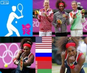Puzzle Podium tennis simple dames, Serena Williams (États-Unis), Maria Sharapova (Russie) et Victoria Azarenka (Bélarus) - Londres 2012 -