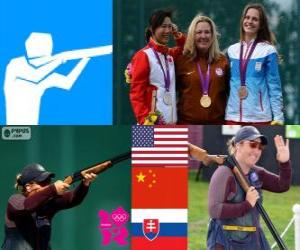 Puzzle Podium Tir Skeet femmes, Kim Rhode (États-Unis), Ning Wei (Chine) et Danka Bartekova (Slovaquie) - Londres 2012-