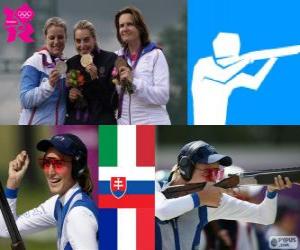 Puzzle Podium tir trap femmes, Jessica Rossi (Italie), Zuzana Štefečekova (Slovaquie) et Delphine Réau (France) - Londres 2012-