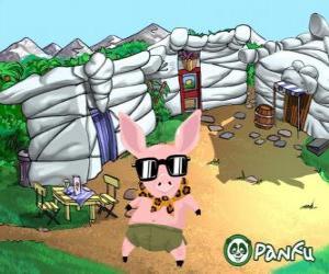 Puzzle Pokopet Tork, un cochon avec des lunettes de soleil, un animal de compagnie de Panfu