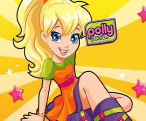 Puzzle Polly assis sur le plancher, le principal protagoniste de Polly Pocket