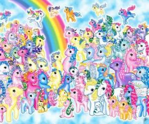 Puzzle poneys avec de nombreux en-ciel. Mon petit poney