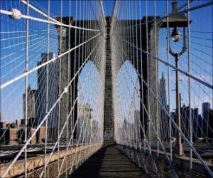 Puzzle Pont suspendu sur le fleuve, à New York