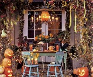 Puzzle porche décoré pour l'Halloween