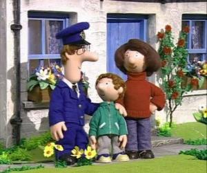 Puzzle Postman Pat et sa famille, sa femme Sarah et son fils Julian