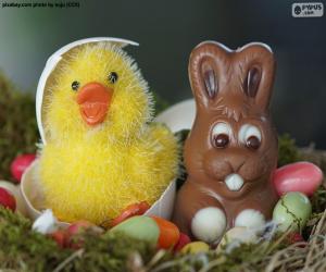 Puzzle Poulet et lapin de Pâques