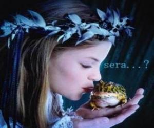 Puzzle Princesse avec une grenouille dans sa main