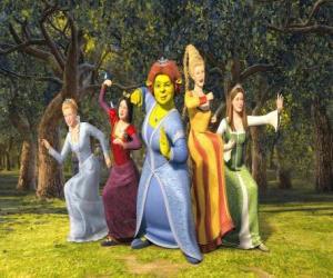 Puzzle Princesses Cendrillon, Blanche-Neige, Fiona, Raiponce et  La Belle au bois dormant