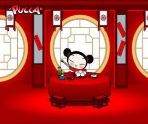 Puzzle Pucca mangeant