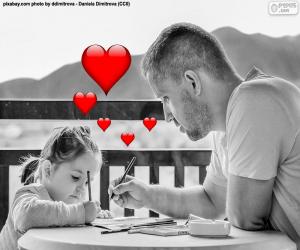 Puzzle Père peinture avec sa fille