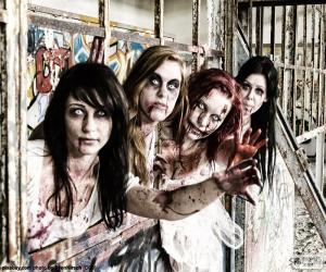 Puzzle Quatre zombies Halloween