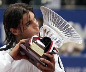 Puzzle Rafa Nadal avec un trophées