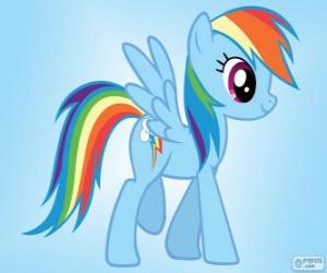 Puzzle Rainbow Dash, un poney pégase avec la queue de l'arc-en-ciel