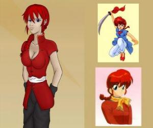 Puzzle Ranma Saotome dans sa forme féminine est le personnage principal de l'anime Ranma