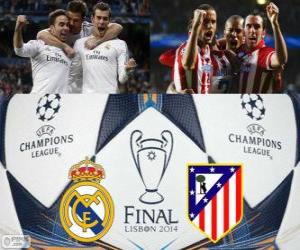 Puzzle Real Madrid vs Atletico. Finale de l'UEFA Champions League 2013-2014. Estadio da Luz, Lisbonne, Portugal