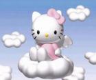 Hello Kitty battant, sur un nuage
