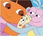 Dora et Babouche le singe serrant Carte