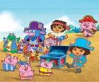 Dora avec ses amis à jouer à des pirates