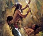 Indiens d'Amérique dans un rituel traditionnel, en invoquant les esprits
