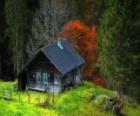 Chalet, du bois dans la montagne