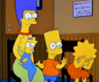 Marge avec leurs enfants Bart, Lisa et Maggie dans le bureau du médecin