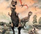 Dinosaures et pterodactylus
