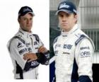 Rubens Barrichello et Nicolas Hülkenberg, les pilotes de l'équipe Williams F1