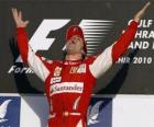 Fernando Alonso célèbre sa victoire au Grand Prix de Bahreïn (2010)